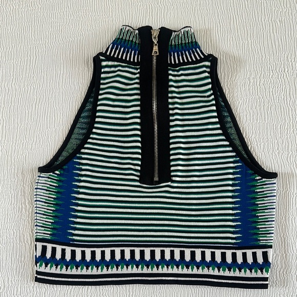 Torn by Ronny Kobo Blue Black Graphic stretch knit halter style Tank Top - Picture 4 of 8